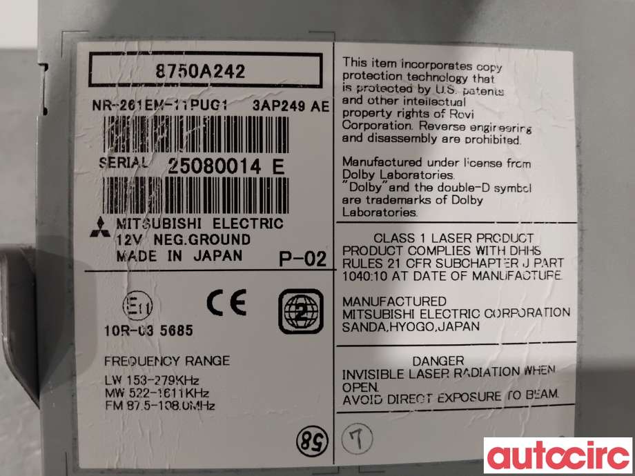 Bilstereo navigasjon til Peugeot 4008 2012-2017  (PEUGEOT|1608124380|NR-261EM-11PUG1|8750A242)