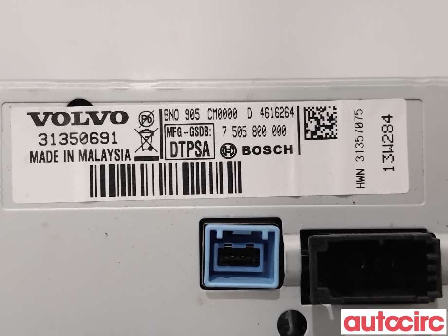 Instrument kjørecomputer til Volvo V60/V60 CC 2013-2018 (Type I, Fase 2)  (VOLVO|36050609|7505800000|31357075)