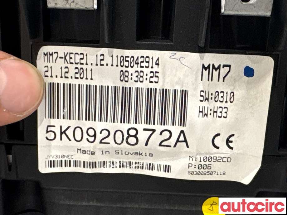 Instrumentpanel til VW Golf VI 2008-2012  (VOLKSWAGEN|5K0920872AX||5K0920872A)