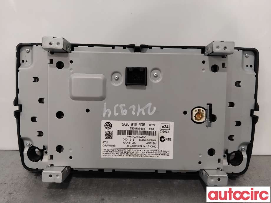 Multimedia display (MCU - Media Controller Unit) til VW Golf VII 2012-2017 (Fase 1)  (VOLKSWAGEN|5G0919605|QFVW102B)