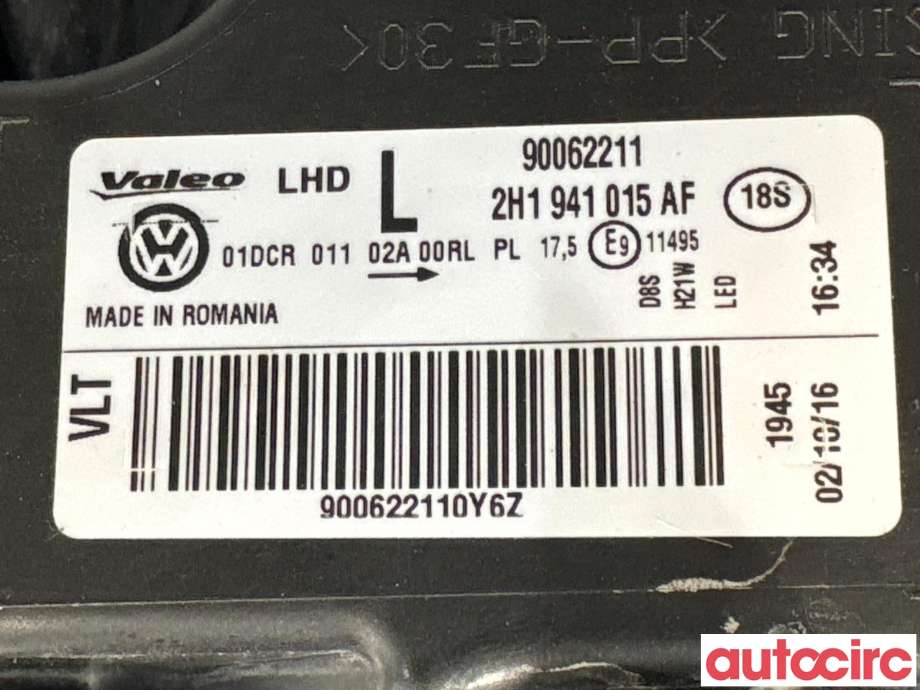 Frontlykt venstre halogen til VW Amarok 2016-2022 (Type I, Fase 2)  (VOLKSWAGEN|2H1941017A|90062211|2H1941015AF)