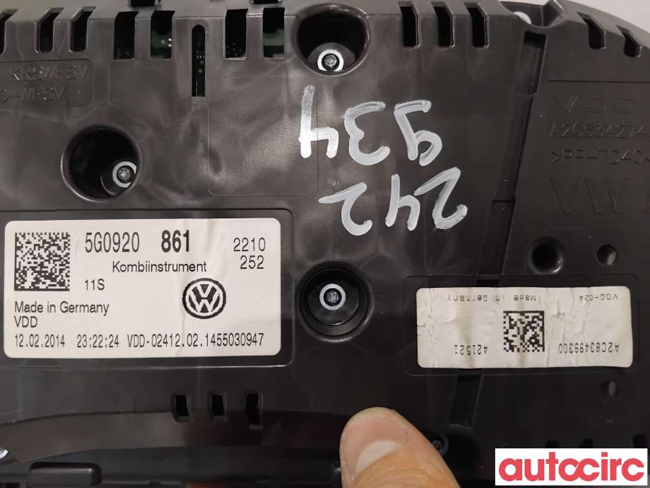 Instrumentpanel til VW Golf VII 2012-2017 (Fase 1)  (VOLKSWAGEN|5G0920861|A2C83499300)
