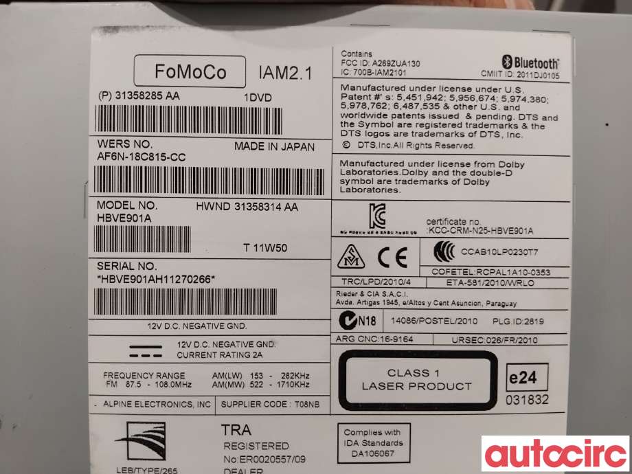 Bilstereo til Volvo V70 2007-2013 (Type III, Fase 1) (VOLVO|36050580|HBVE901A|31358314)