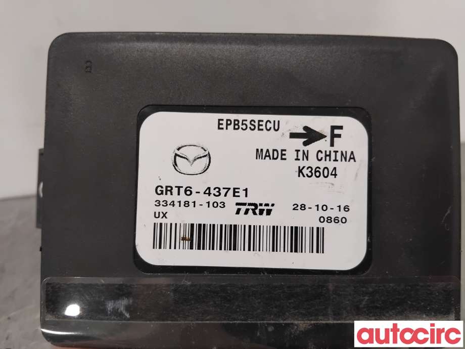 Styreenhet elektrisk parkbrems (EPB - Electric Parking Brake) til Mazda 6 2015-2018 (Type III, Fase 2) (MAZDA|GRT6-43-7E1A|334181-103|GRT6-437E1)