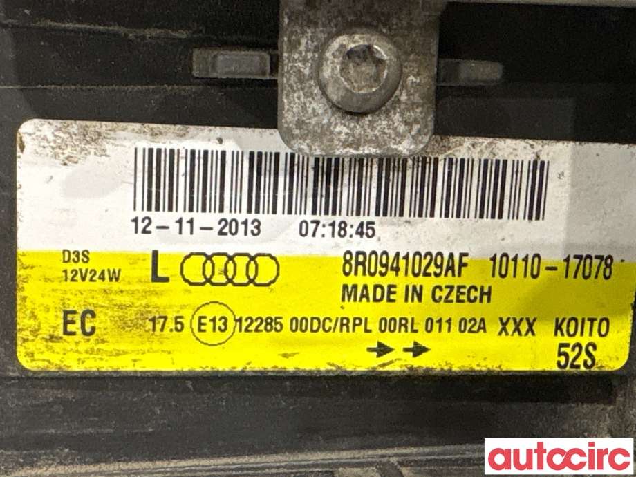 Frontlykt venstre halogen til Audi Q5 2008-2012 (Type I, Fase 1) (AUDI|8R0998029F|10110-17078|8R0998029J)