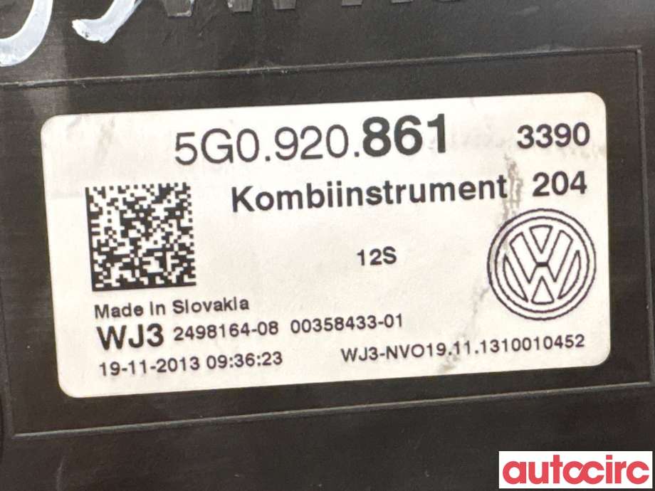 Instrumentpanel til VW Golf VII 2012-2017 (Fase 1)  (VOLKSWAGEN|5G0920861|)