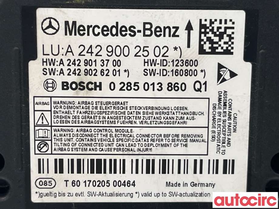 Airbag elektronikk til Mercedes B-Klasse 2011-2018 (W246) (W246) (MERCEDES|A2429002502|0285013860)
