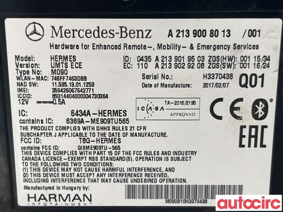 Styreenhet diverse til Mercedes B-Klasse 2011-2018 (W246) (W246) (MERCEDES|A2139003617|A2139019503|A2139029208)