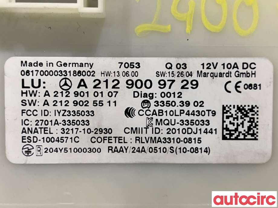 Styreenhet nøkkelfri/keyless til Mercedes B-Klasse 2011-2018 (W246) (W246) (MERCEDES|A2129009729|A2129025511|A2129010107)