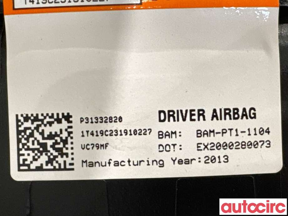 Airbag rattpute til Volvo V70 2014-2016 (Type III, Fase 2) (VOLVO|30721996|BAM-PT1-1104|31332820)