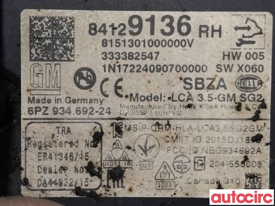 Sensor radar til Opel Insignia B 2017-->> (OPEL|84186472|6PZ934692-24|84418802)