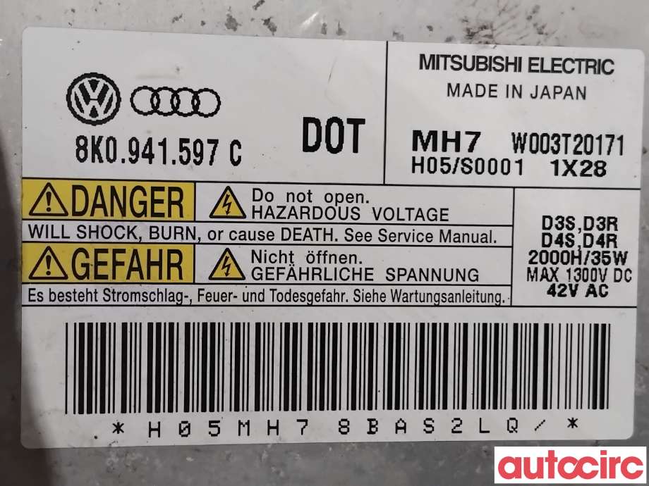 Styreenhet xenon/ballast til Audi A4 2007-2014 (Type IV) (B8) (B8) (AUDI|8K0941597E|W003T20171|8K0941597C)
