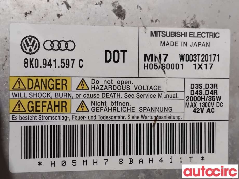 Styreenhet xenon/ballast til Audi A4 2007-2014 (Type IV) (B8) (B8) (AUDI|8K0941597E|W003T20171|8K0941597C)