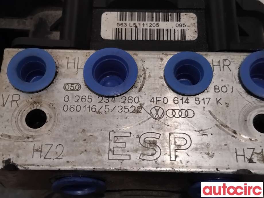 ABS sentral til Audi A6 2005-2008 (Type III, Fase 1) (C6) (C6) (AUDI|4F0614517M|0265234260|4F0614517K)