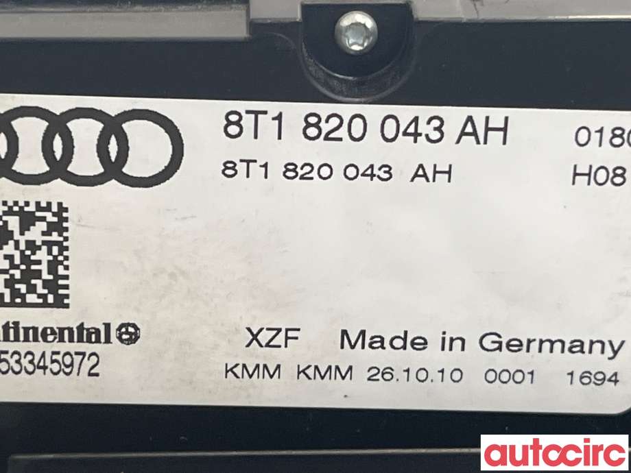 Varmeapparat betjening til Audi A4, Allroad 2009-2016 (Type I) (B8) (B8) (AUDI|8T1820043AH)