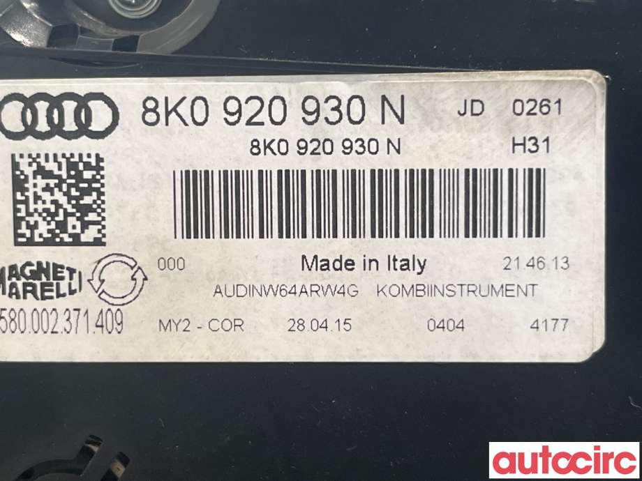 Instrumentpanel til Audi A4, Allroad 2009-2016 (Type I) (B8) (B8) (AUDI|8K0920930N)