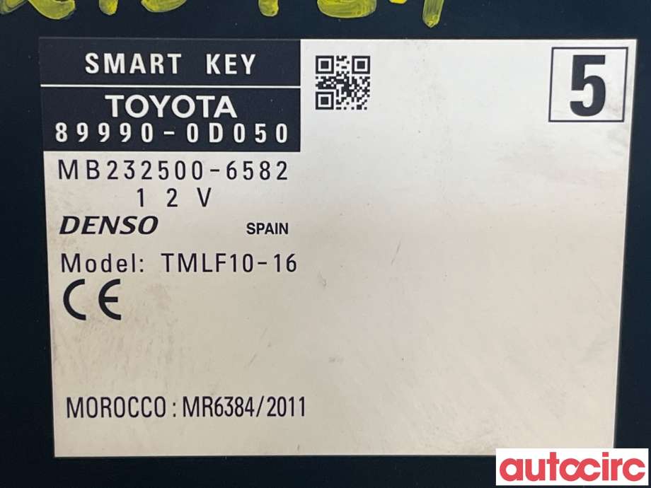 Styreenhet nøkkelfri/keyless til Toyota Yaris 2012-2014 (Type III, Fase 1) (TOYOTA|899900D050)