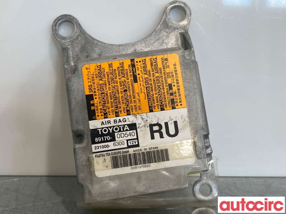 Airbag elektronikk til Toyota Yaris 2012-2014 (Type III, Fase 1) (TOYOTA|891700D540)