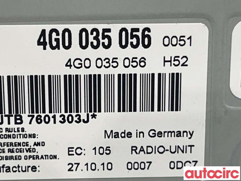 Bilstereo til Audi A4, Allroad 2009-2016 (Type I) (B8) (B8) (AUDI|4G0035056)
