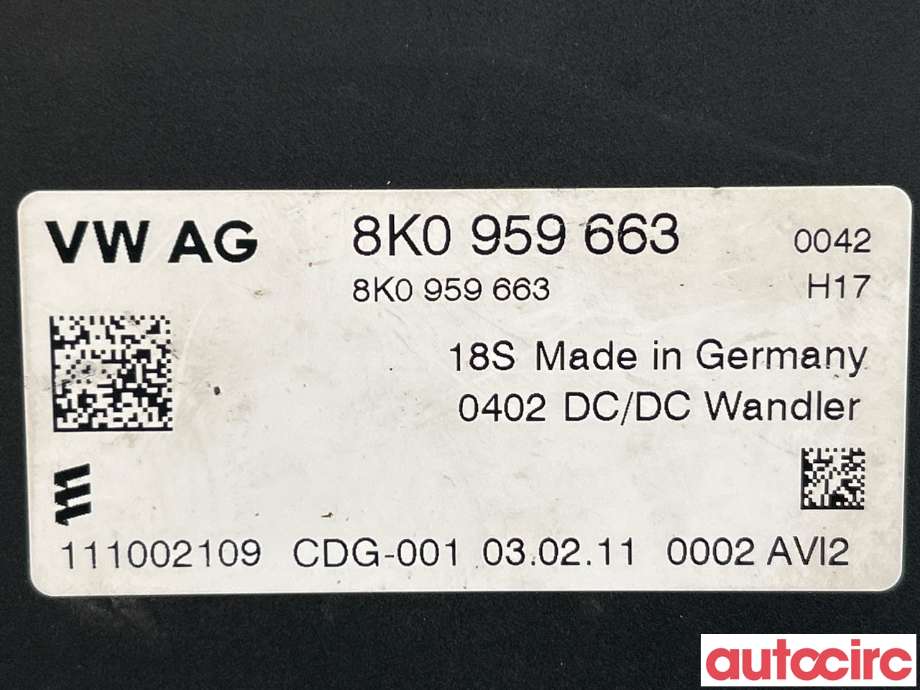Styreenhet diverse til Audi A7 2010-2014 (Type I, Fase 1) (AUDI|8K0959663|)