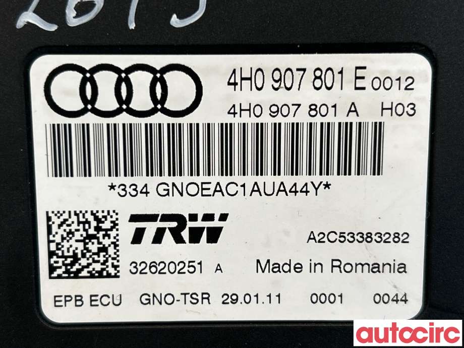 Styreenhet elektrisk parkbrems (EPB - Electric Parking Brake) til Audi A7 2010-2014 (Type I, Fase 1)  (AUDI|4H0907801E|)
