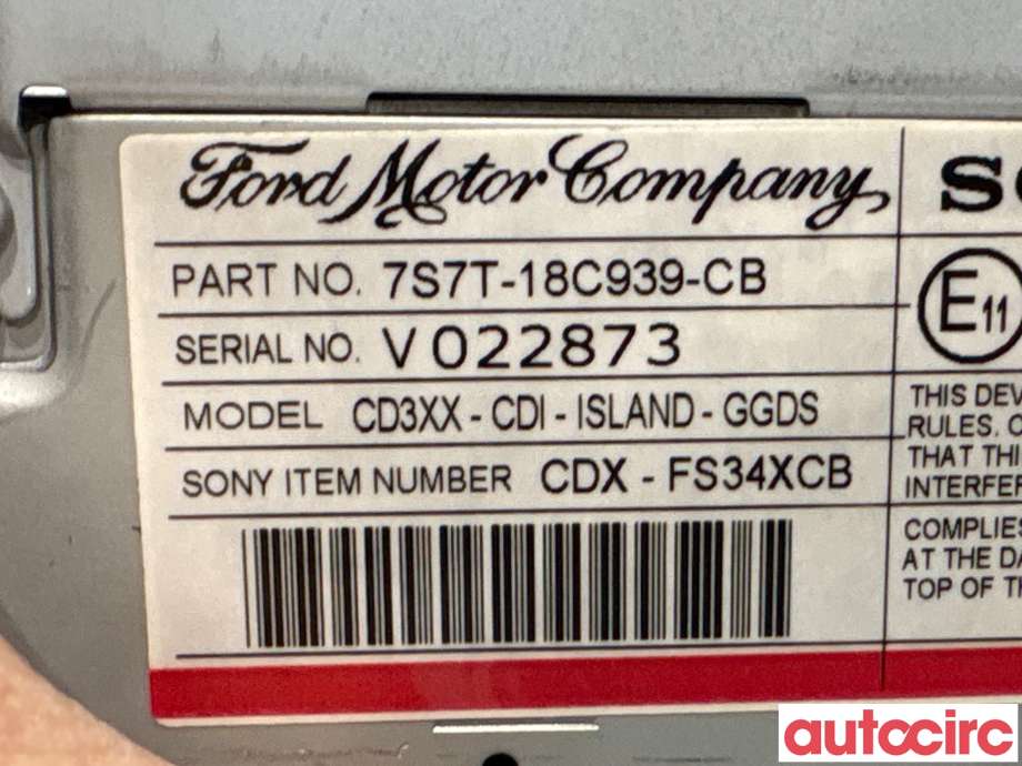 Bilstereo til Ford S-Max 2006-2010 (Type I, Fase 1)  (FORD|1805703|CDX-FS34XCB|7S7T-18C939-CB)