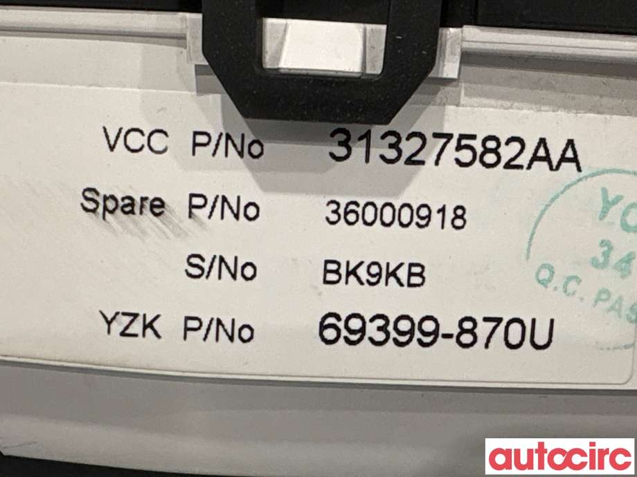 Instrumentpanel til Volvo V60 2010-2013 (Type I, Fase 1)  (VOLVO|36001836|69399-870U|31327582AA)