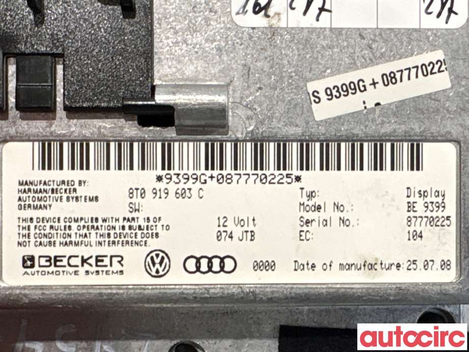 Instrument kjørecomputer til Audi A6, Allroad 2008-2011 (Type II, Fase 2) (C6) (C6) (AUDI|8T0919603C|BE9399)