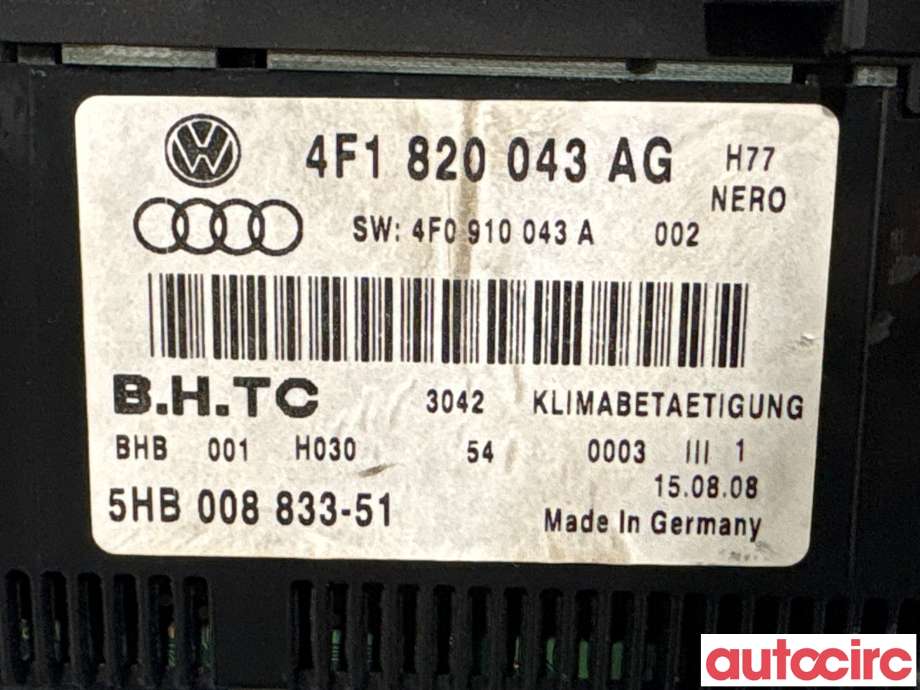 Varmeapparat betjening til Audi A6, Allroad 2008-2011 (Type II, Fase 2) (C6) (C6) (AUDI|4F1820043AG|5HB008833-51)