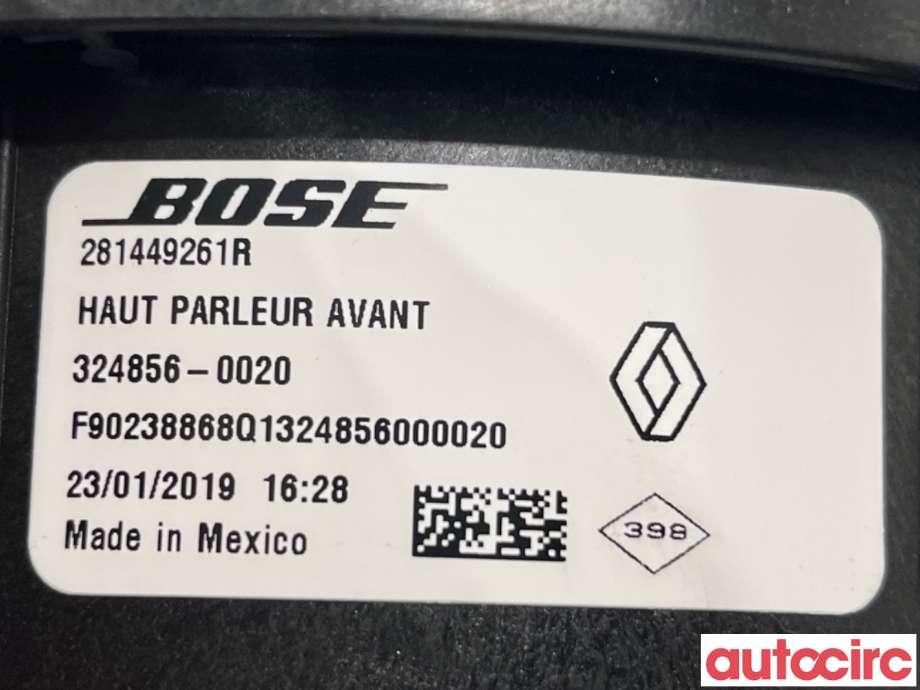 Bilstereo høyttaler til Renault Zoe 2013-2019 (Fase 1) (RENAULT|281449261R|324856-0020)