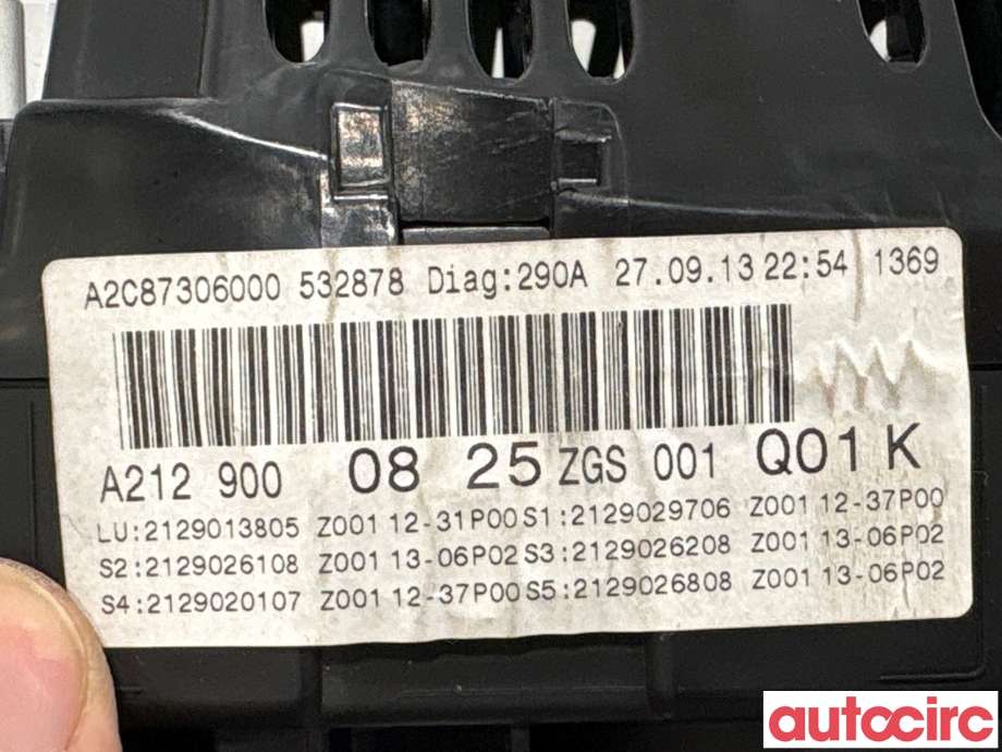 Instrumentpanel til Mercedes E-Klasse 2013-2016 (Fase 2) (W212) (W212) (MERCEDES|A2129000825|A2C87306000|A2129007129)