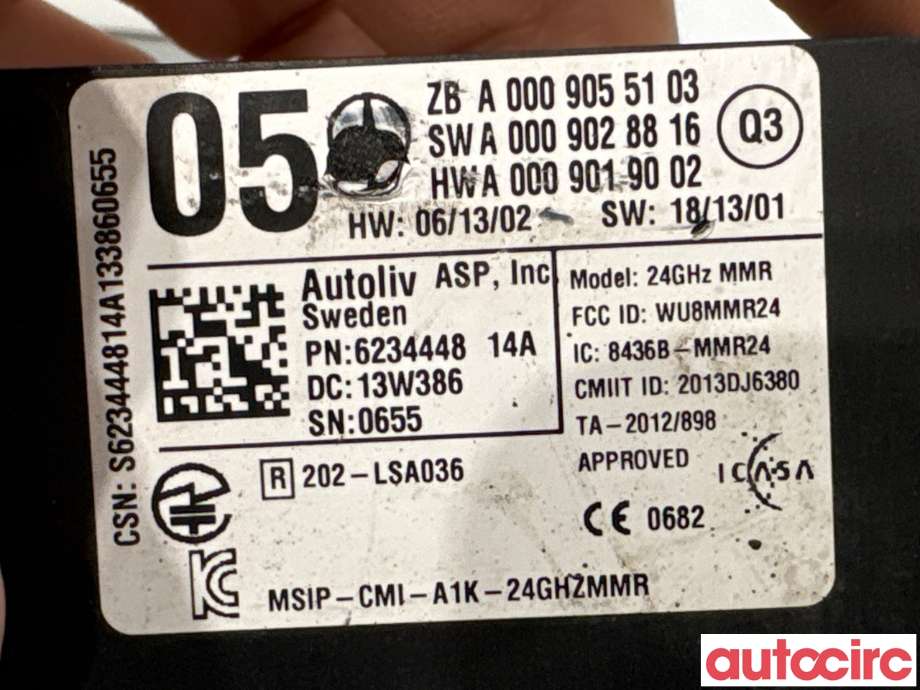 Sensor radar til Mercedes E-Klasse 2013-2016 (Fase 2) (W212) (W212) (MERCEDES|A0009055103|6234448)
