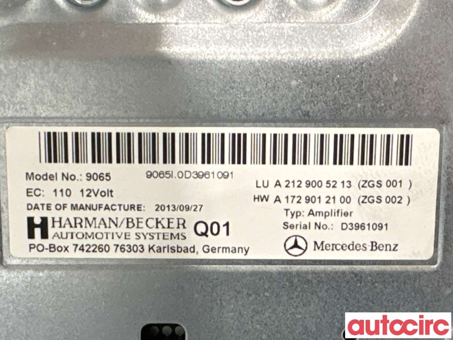Bilstereo forsterker til Mercedes E-Klasse 2013-2016 (Fase 2) (W212) (W212) (MERCEDES|A2118705189|9065|A2188201100)