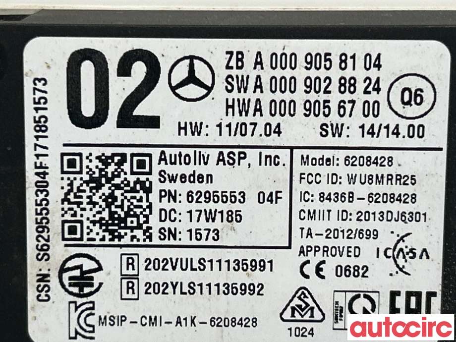 Sensor radar til Mercedes C-Klasse 2018-2021 (Fase 2) (W205) (W205) (MERCEDES|A0009054907||A0009058104)