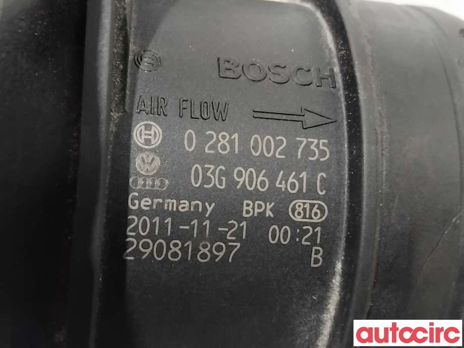 Luftmengde/luftmassemåler til Audi A4 2007-2014 (Type IV) (B8) (B8) (AUDI|03G906461C|0281002735)