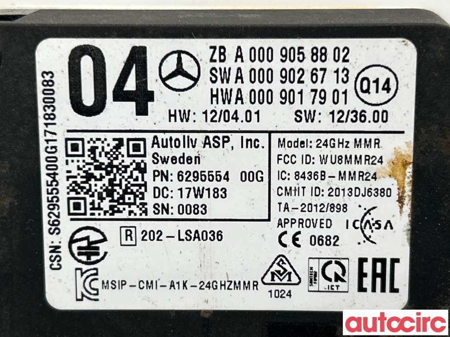 Sensor radar til Mercedes GLC 2015-2022 (X253) (X253) (MERCEDES|A0009058802|)