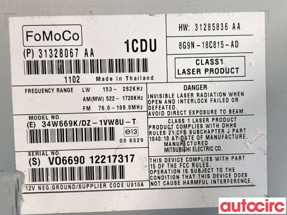 Bilstereo til Volvo XC70 2008-2013 (Type II, Fase 1)  (VOLVO|36050930|DZ-1VW8U-T|31285836)