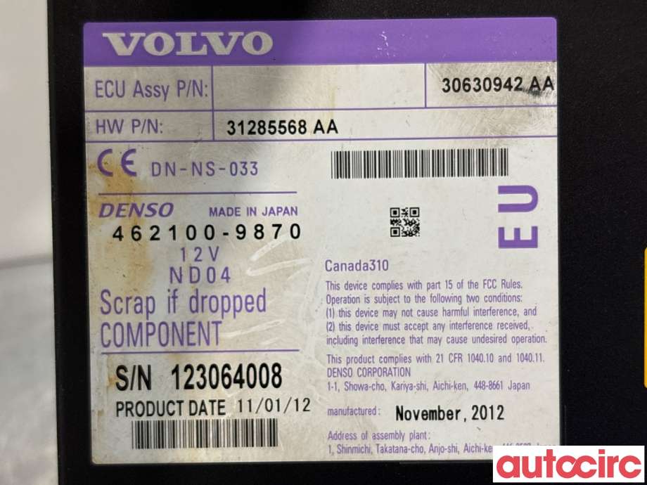 Bilstereo navigasjon spiller til Volvo XC70 2008-2013 (Type II, Fase 1)  (VOLVO|36051020|462100-9870|31285568)