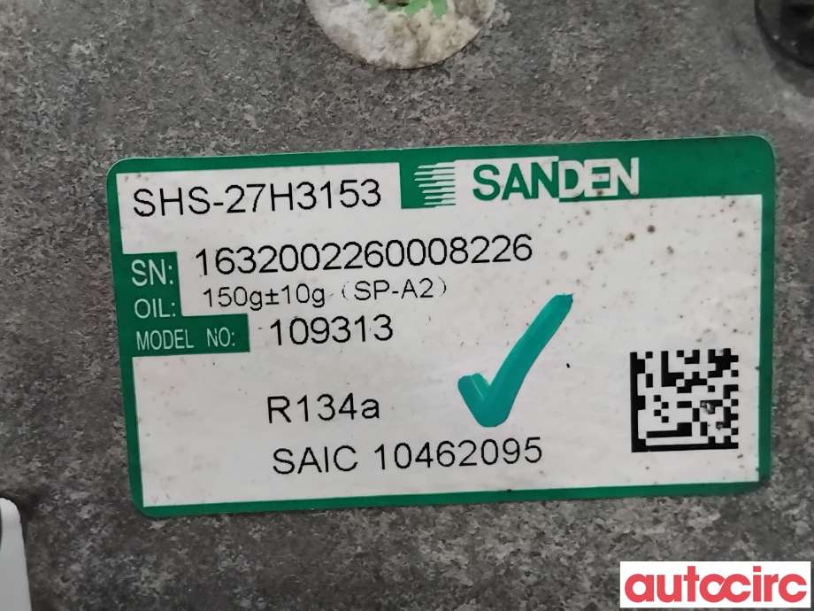 Aircondition kompressor til MG ZS EV 2019-2021 (Type I, Fase 1)  (MG|10462095|SHS-27H3153)