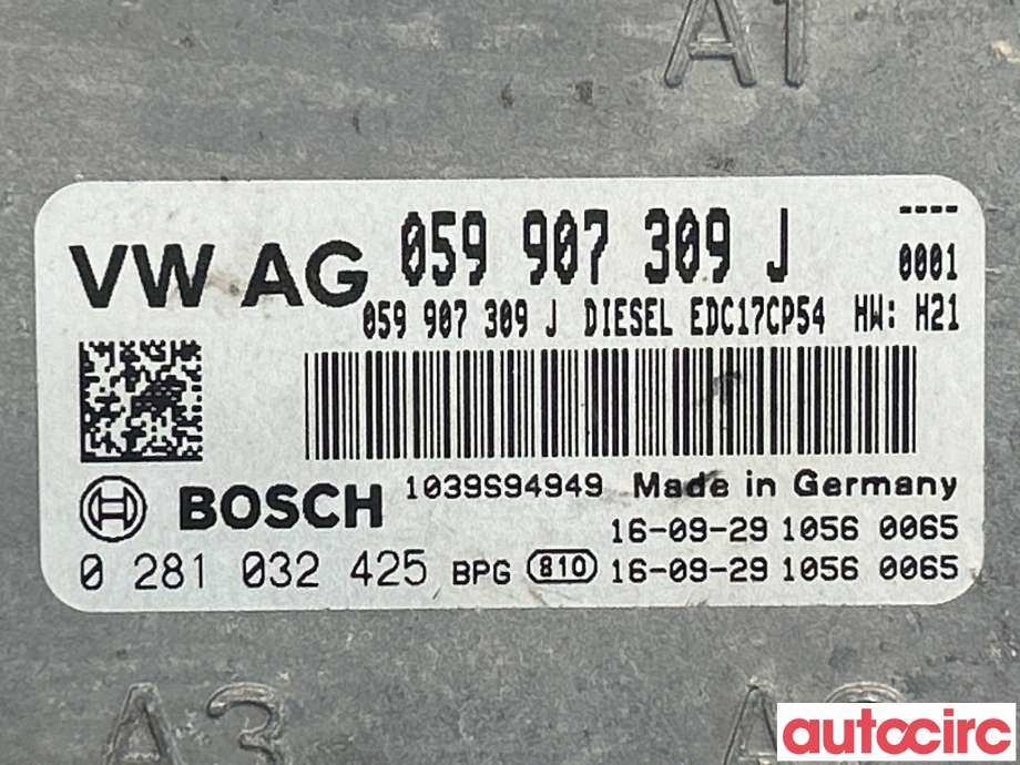 Styreenhet motor til VW Amarok 2016-2022 (Type I, Fase 2) (VOLKSWAGEN|NO NUMBER|0281032425|059907309J)