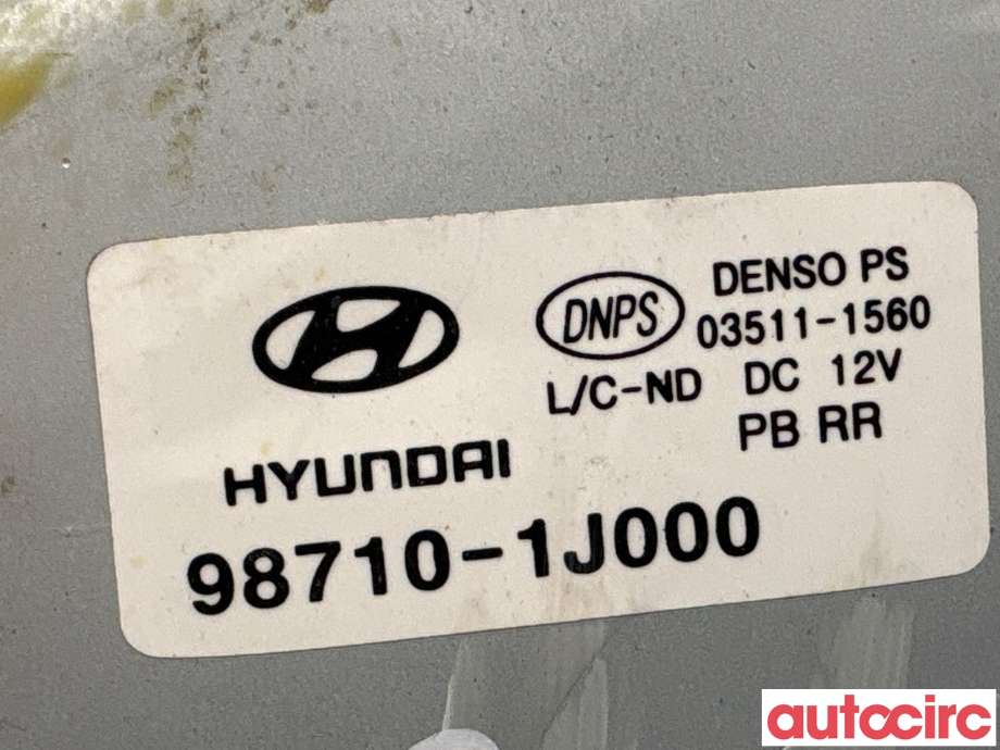 Viskermotor bakrute til Hyundai i20 2009-2014 (Type I)  (HYUNDAI|987001J000|03511-1560|98710-1J000)