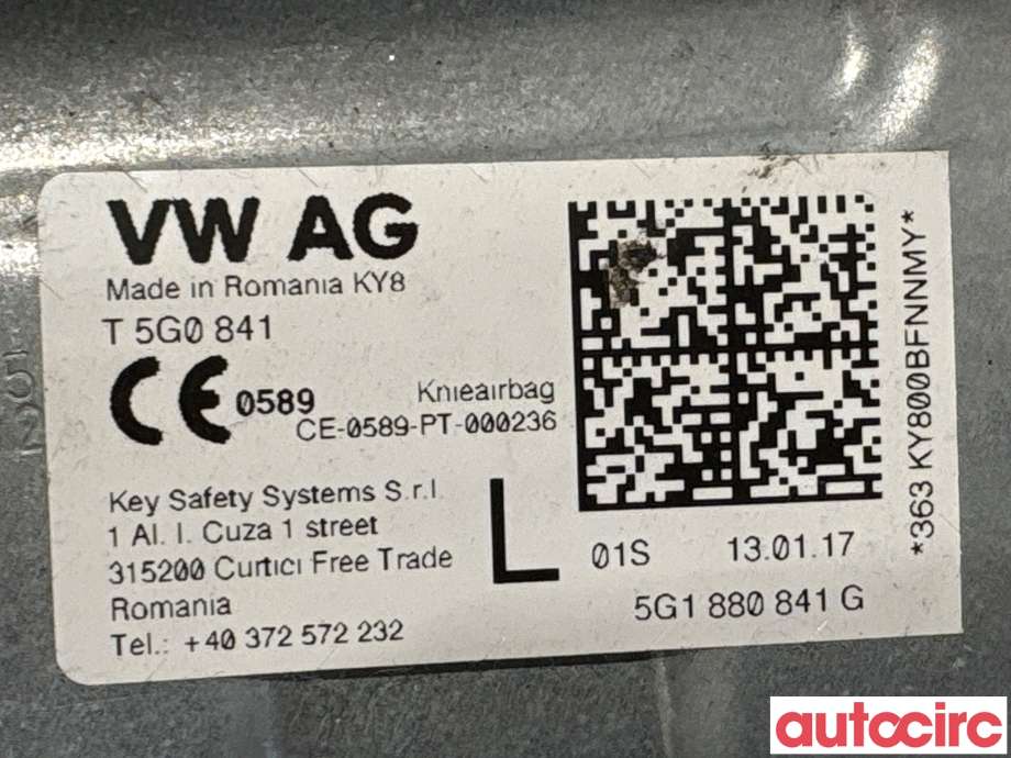 Airbag kne til VW Golf VII 2017-2020 (Fase 2) (VOLKSWAGEN|5G1880841C||5G1880841H)