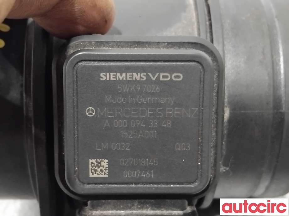 Luftmengde/luftmassemåler til Mercedes B-Klasse 2008-2011 (Fase 2) (W245) (W245) (MERCEDES|A0000943348|5WK97026)