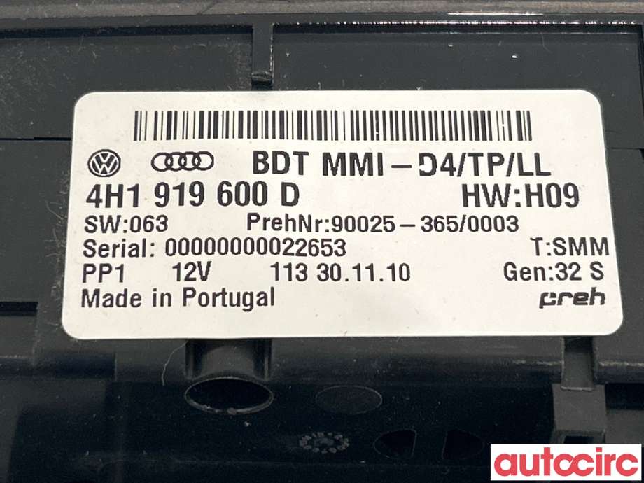 Bryter diverse til Audi A8 2010-2013 (Type III, Fase 1)  (AUDI|4H1919600M||4H1919600D)