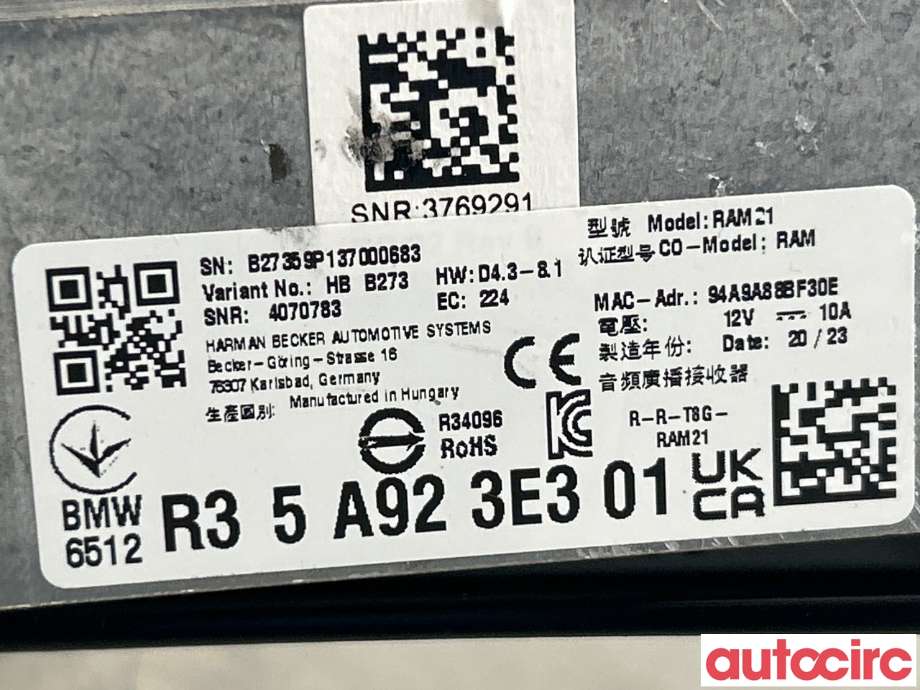 Bilstereo diverse til BMW X1 2022-->> (U11) (U11) (BMW|65125B44D47||6512R35A923E3)