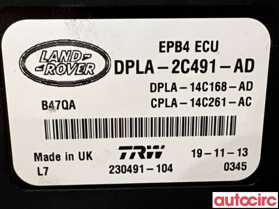 Styreenhet elektrisk parkbrems (EPB - Electric Parking Brake) til Land Rover Range Rover 2013-->> (Type IV)  (LAND-ROVER|LR043579|230491-104|LR036573)
