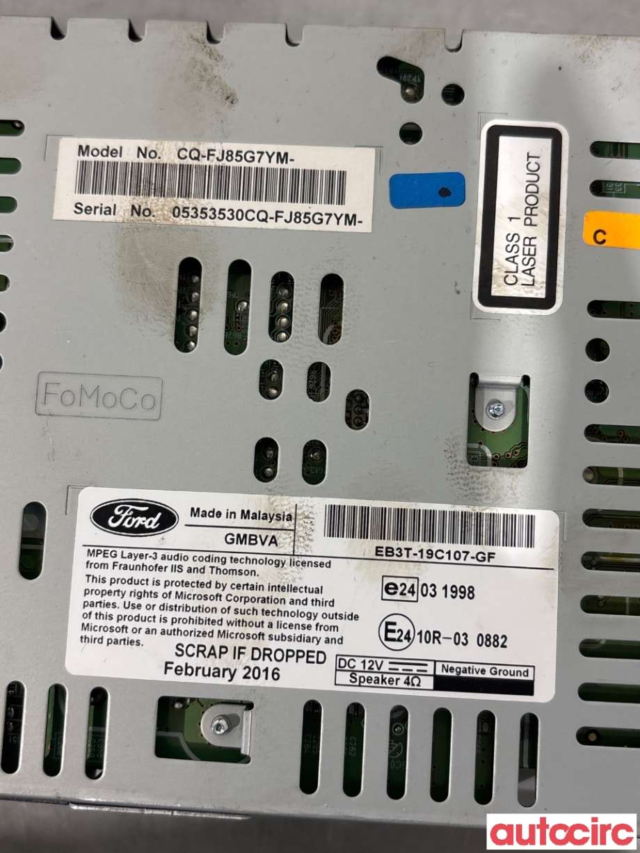 Bilstereo til Ford Ranger / Ranger Raptor 2015-2022  (FORD|2302100|1875695|EB3T-19C107-GF)