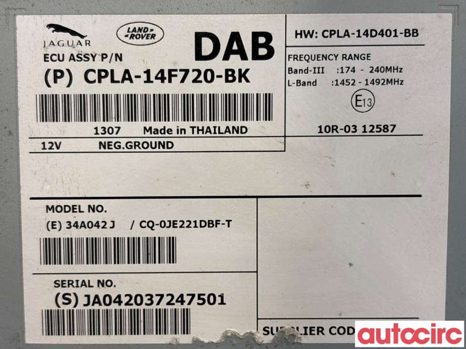 Bilstereo diverse til Land Rover Range Rover 2013-->> (Type IV) (LAND-ROVER|LR055684|CQ-0JE221DBF-T|LR079410)