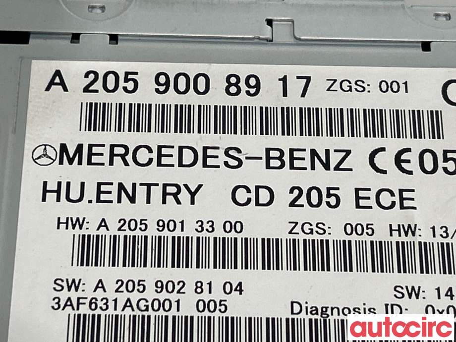 Bilstereo navigasjon til Mercedes C-Klasse 2014-2018 (Fase 1) (W205) (W205) (MERCEDES|A2059000241||A2059008917)