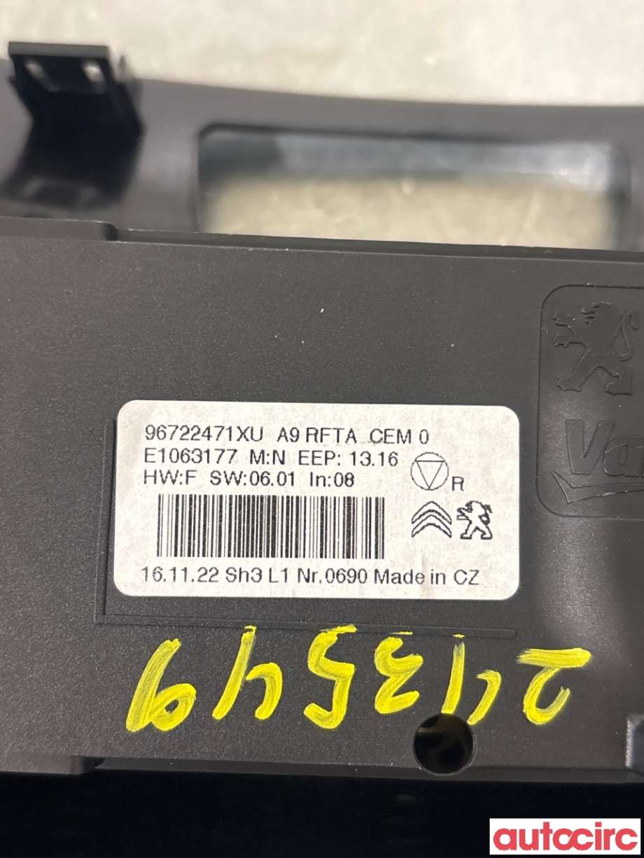 Varmeapparat betjening til Peugeot 2008 2013-2019 (Type I)  (PEUGEOT|96722471XU|)